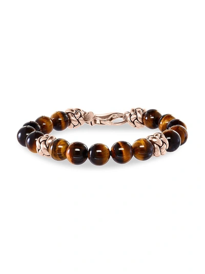 Effy Men's Rose Goldplated Sterling Silver & Tiger's Eye Beaded Bracelet