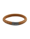 Zegna Men's Leather & Sterling Silver Logo Bracelet