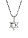 Effy Men's Sterling Silver, Diamond & White Sapphire Star Of David Pendant Necklace In Silver
