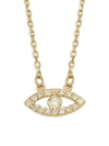 SAKS FIFTH AVENUE WOMEN'S 14K YELLOW GOLD & DIAMOND EVIL EYE PENDANT NECKLACE,0400012618205