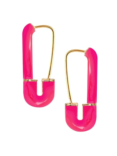 Gabi Rielle Women's Neon 14k Gold Vermeil & Enamel Safety Pin Earrings