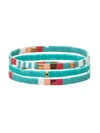 Eye Candy La Women's Luxe Mila 3-piece Goldtone & Enamel Stretch Bracelet Set In Neutral