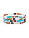 Eye Candy La Women's Luxe Emma 3-piece Goldtone & Enamel Stretch Bracelet Set In Metal