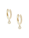 SAKS FIFTH AVENUE 14K YELLOW GOLD & DIAMOND HOOP DROP EARRINGS,0400012450964