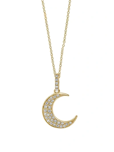 Effy Women's D'oro 14k Yellow Gold & Diamond Moon Pendant Necklace