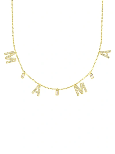 Chloe & Madison Women's 18k Goldplated, Sterling Silver & Crystal Mama Pendant Necklace