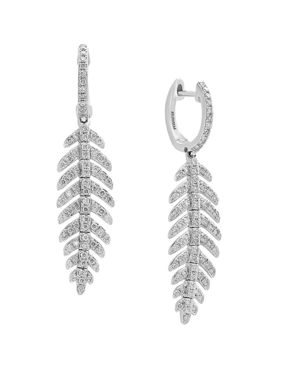 Effy Pavé Classica Diamond And 14k White Gold Drop Earrings