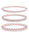 Sterling Forever Women's 3-piece 14k Rose Goldplated Beaded Stretch Bracelet Set In Rose