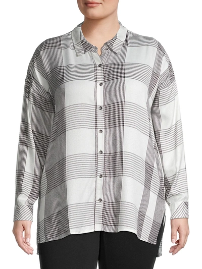 Workshop Babies' Women's Plus Plaid Shirt In Black Ivory