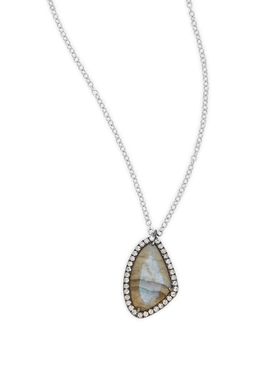 Meira T Women's Diamond, Labradorite & 14k White Goldplated Pendant Necklace