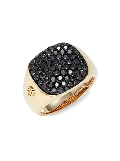 Effy Men's 14k Yellow Gold & Black Diamond Ring