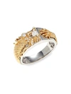 Effy Men's 14k Two-tone Gold & Diamond Dragon Ring In Two Tone Gold