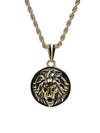 ANTHONY JACOBS MEN'S 18K GOLDPLATED & BLACK IP STAINLESS STEEL LION HEAD MOUNT PENDANT NECKLACE,0400012906709