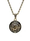 Anthony Jacobs Men's 18k Goldplated & Black Ip Stainless Steel Lion Head Mount Pendant Necklace In Black