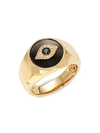 EFFY MEN'S 14K YELLOW GOLD & BLACK & WHITE DIAMOND EVIL EYE RING,0400012553030