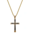 EFFY MEN'S 14K YELLOW GOLD & BLACK DIAMOND CROSS PENDANT NECKLACE,0400012552933