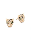 Effy Women's 14k Yellow Gold & Two-tone Diamond Panther Stud Earrings In Yellow Gold
