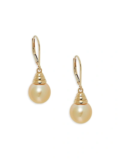 Belpearl Women's 14k Yellow Gold & South Sea Cultured Pearl Drop Earrings