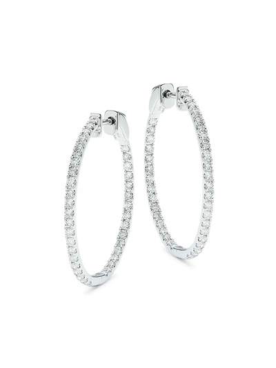 Saks Fifth Avenue Women's 14k White Gold & 1 Tcw Diamond Hoop Earrings