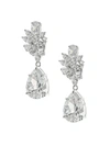 CZ BY KENNETH JAY LANE WOMEN'S LOOK OF REAL RHODIUM PLATED & CRYSTAL DROP EARRINGS,0400013036842