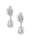 Cz By Kenneth Jay Lane Women's Look Of Real Rhodium Plated & Crystal Drop Earrings In Neutral