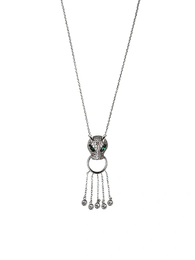 Cz By Kenneth Jay Lane Women's Animal Trend Rhodium-plated & Crystal Pendant Necklace In Neutral