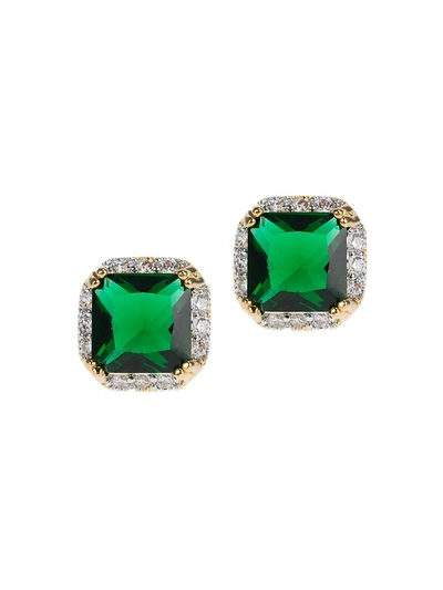 Cz By Kenneth Jay Lane Women's Look Of Real Rhodium Plated & Crystal Stud Earrings In Neutral