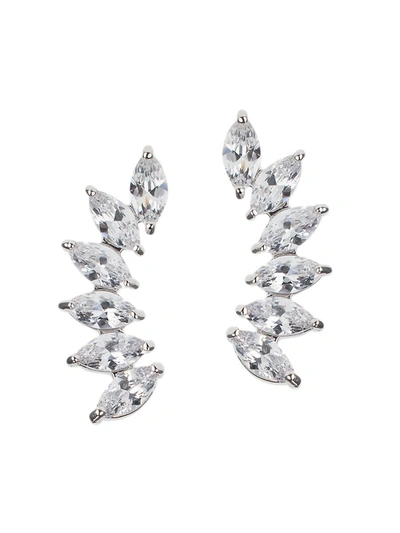 Cz By Kenneth Jay Lane Women's Look Of Real Rhodium Plated & Marquise Crystal Earrings In Neutral