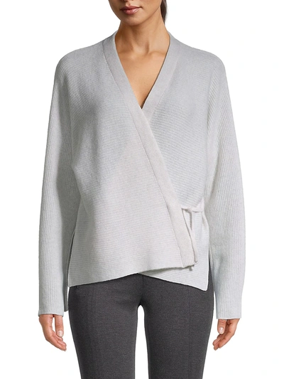 Vince Women's Wool & Cashmere Wrap Sweater In Heather White