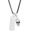 Anthony Jacobs Men's Stainless Steel, Black Ip, Skull & Dog Tag Pendant Necklace In Black