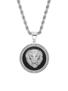 ANTHONY JACOBS MEN'S STAINLESS STEEL & CUBIC ZIRCONIA LION HEAD PENDANT NECKLACE,0400012906893
