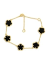 Jan-kou Jankuo Women's 14k Goldplated & Onyx Clover Station Bracelet In Onyx