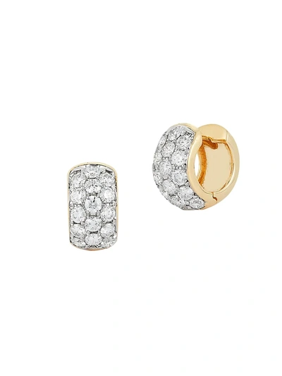 Nephora Women's 14k Yellow Gold & Diamond Huggie Earrings