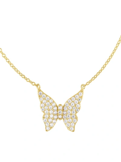 Chloe & Madison Women's 14k Yellow Gold Vermeil, Sterling Silver, & Crystal Butterfly-shaped Pendant Necklace