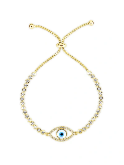 Chloe & Madison Women's 14k Gold Vermeil & Crystal Evil Eye Tennis Bolo Bracelet