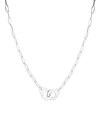 CHLOE & MADISON WOMEN'S RHODIUM PLATED STERLING SILVER HANDCUFF PENDANT PAPERCLIP CHAIN NECKLACE,0400013154033