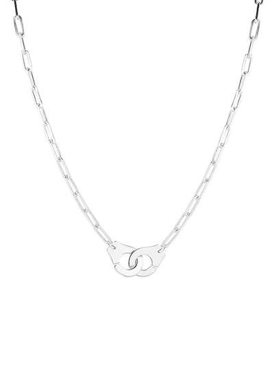 Chloe & Madison Women's Rhodium Plated Sterling Silver Handcuff Pendant Paperclip Chain Necklace