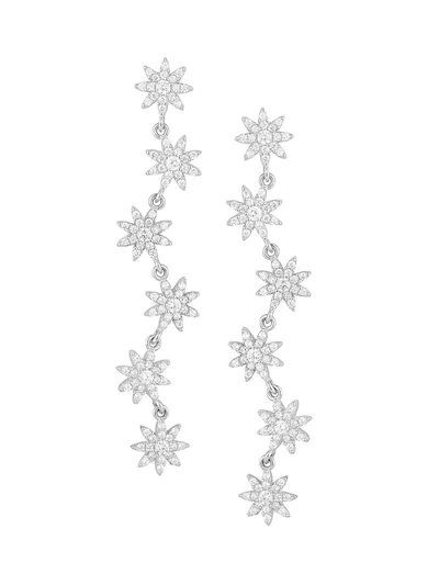 Chloe & Madison Women's Rhodium Plated Sterling Silver & Cubic Zirconia Starburst Drop Earrings