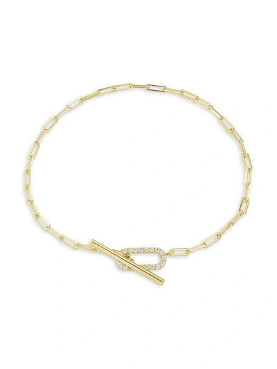 Chloe & Madison Women's 14k Yellow Gold Vermeil & Cubic Zirconia Paperclip Chain Bracelet