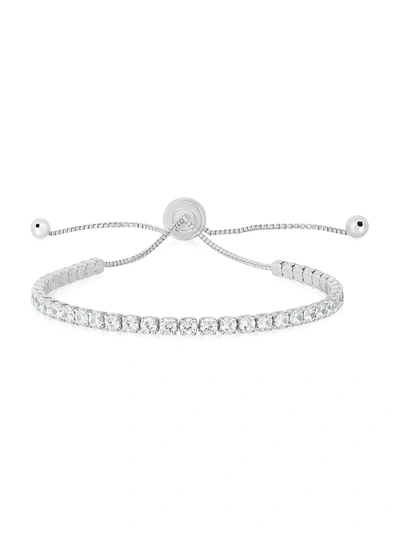 Chloe & Madison Women's Rhodium Plated Sterling Silver & Cubic Zirconia Bolo Bracelet