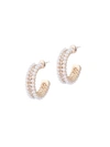 EYE CANDY LA WOMEN'S LUXE GOLDTONE, GLASS PEARL & CRYSTAL HUGGIE EARRINGS,0400013192367