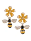 Eye Candy La Women's Luxe Devri Goldtone & Cubic Zirconia Bee Flower Statement Earrings In Neutral