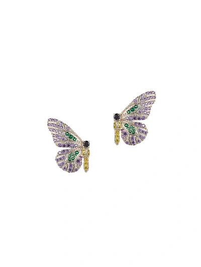 Eye Candy La Women's Luxe Butterfly Silvertone & Crystal Earrings In Neutral