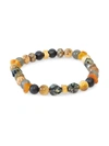 JEAN CLAUDE MEN'S SPIRITUAL MANTRA MIX GOLDPLATED VERMEIL, STERLING SILVER & MULTI-STONE STRETCH BRACELET,0400012844968