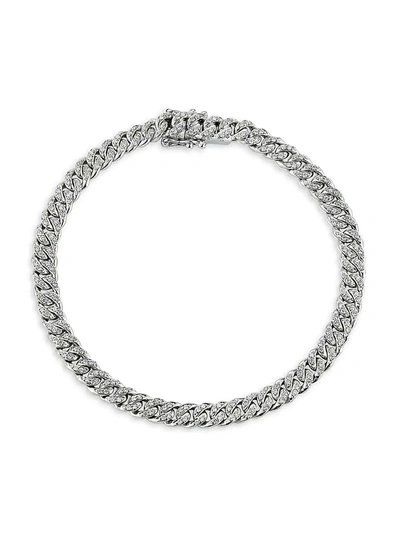 Nephora Women's 14k White Gold & Pavé Diamond Cuban Link Bracelet