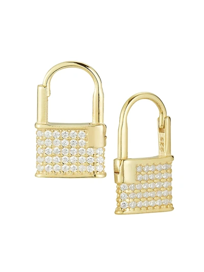 Chloe & Madison Women's 14k Gold Vermeil & Crystal Padlock Earrings