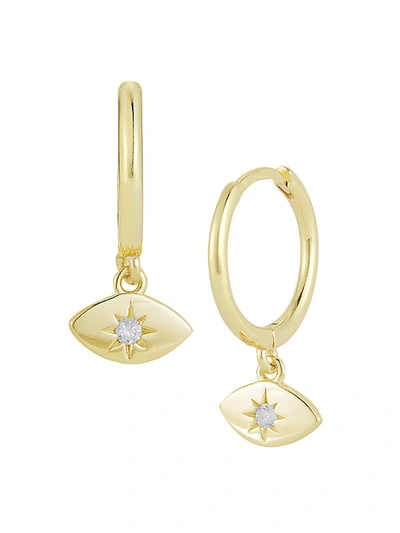 Chloe & Madison Women's 14k Goldplated Sterling Silver & Crystal Huggie Earrings