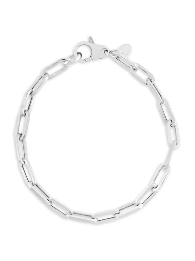 Chloe & Madison Women's Rhodium Plated Sterling Silver Paperclip Chain Bracelet