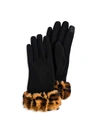 Marcus Adler Women's Paige Leopard-print Faux Fur Gloves In Black