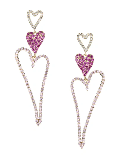 Eye Candy La Women's Luxe Goldtone & Cubic Zirconia Triple Heart Drop Earrings In Neutral